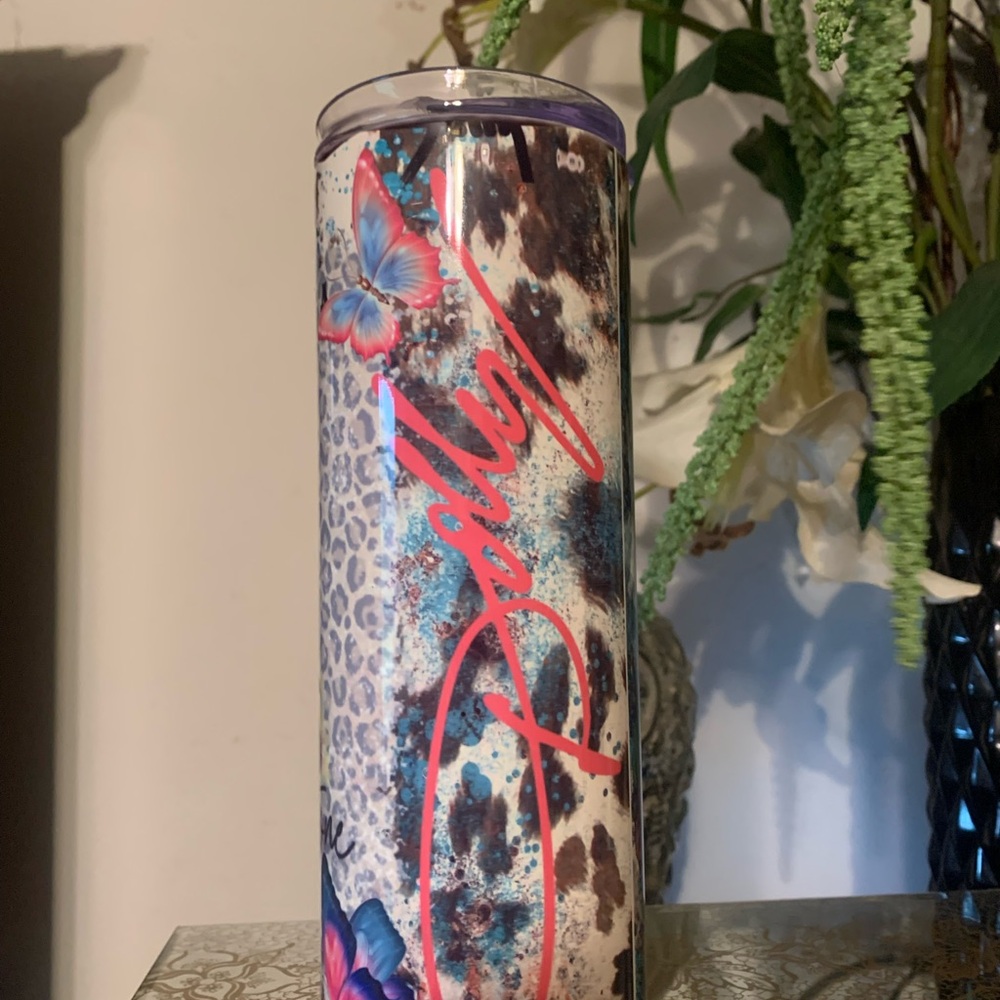 Dolly Parton- Colorful Leopard Print Tumbler with 🦋